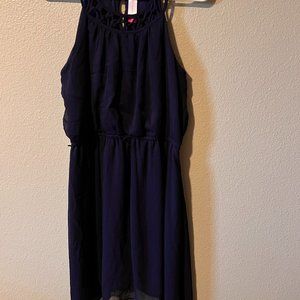 High-Neck Navy Dress